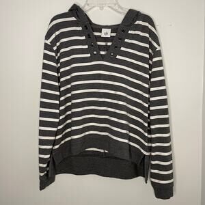 Cabi Striped Long Sleeve Top Hoodie Womens Size S Blue White Soft Comfy Lounge